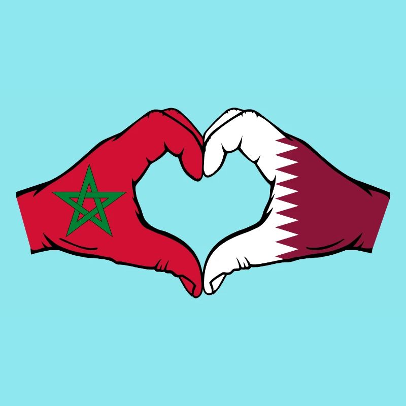Marokko Katar Flagge Hände Herzform