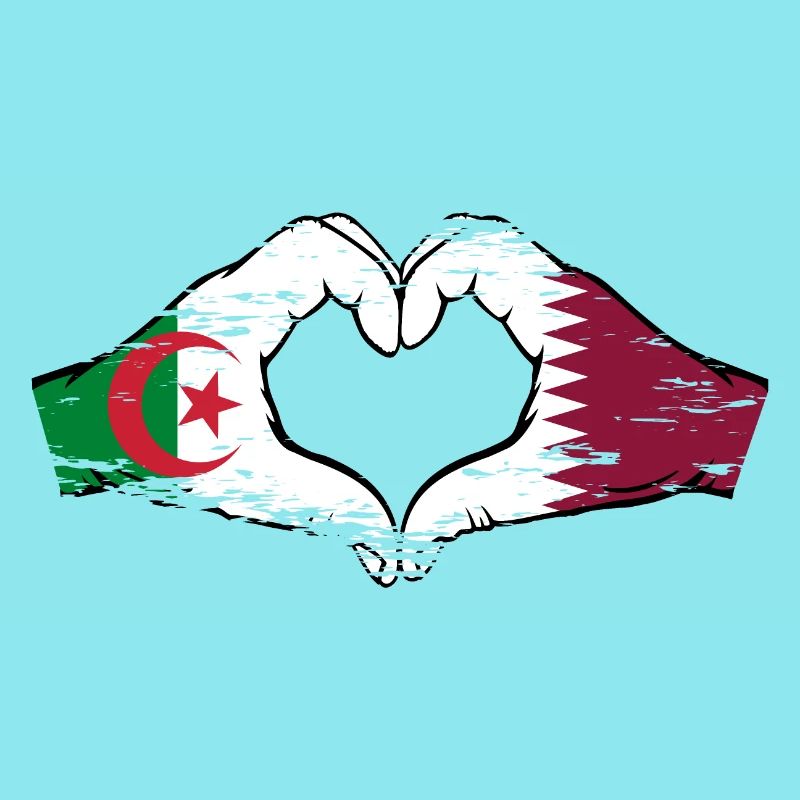 Algerien Katar Flagge Hände Herzform used