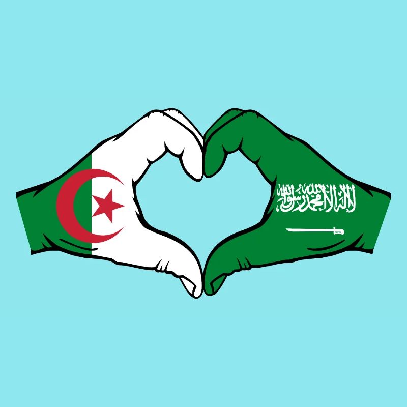 Algérie Arabie Saoudite Drapeau Mains Coeur Forme