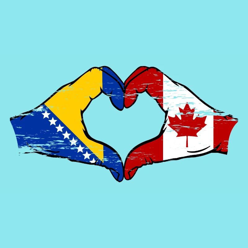 Bosnia Canada flag hands heart shape used