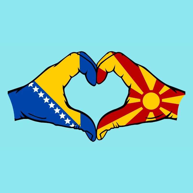 Bosnie Macédoine Drapeau Mains Coeur Forme