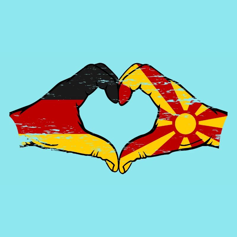 Allemagne Macédoine Drapeau Mains Coeur Forme Utilisé
