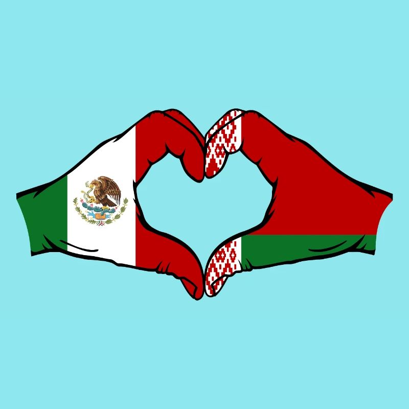 Mexiko Belarus Flagge Hände Herzform