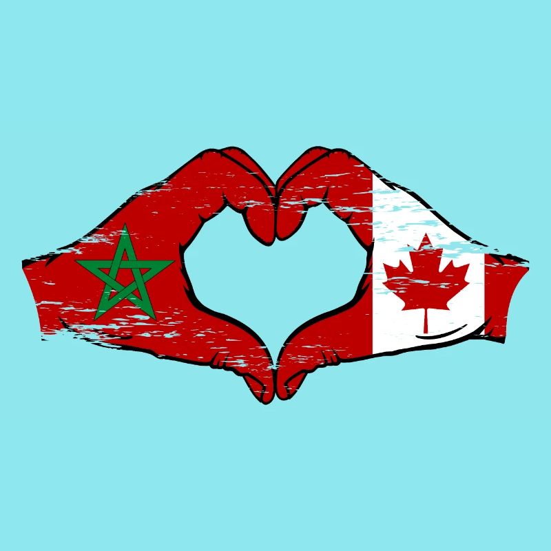 Aiguilles du drapeau du Maroc Canada en forme de coeur utilisé