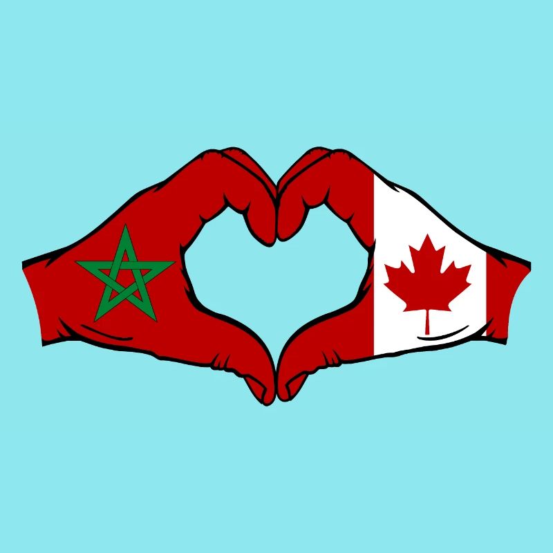 Maroc Canada Drapeau Mains Coeur Forme