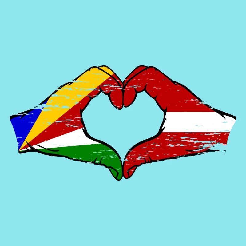 Seychelles Lettonie drapeau mains forme de coeur utilisé