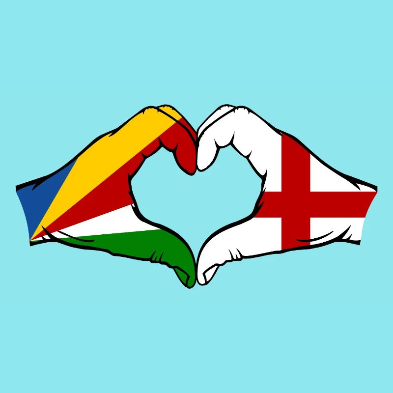 Seychelles Angleterre Drapeau Mains Coeur Forme