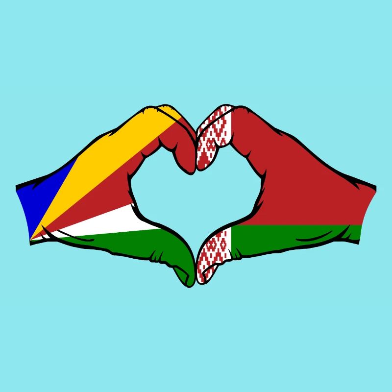 Seychelles Biélorussie Drapeau Mains Coeur Forme