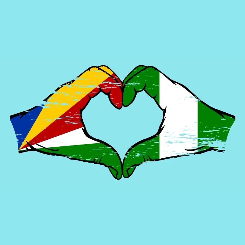 Seychelles Nigeria drapeau mains forme de coeur utilisé