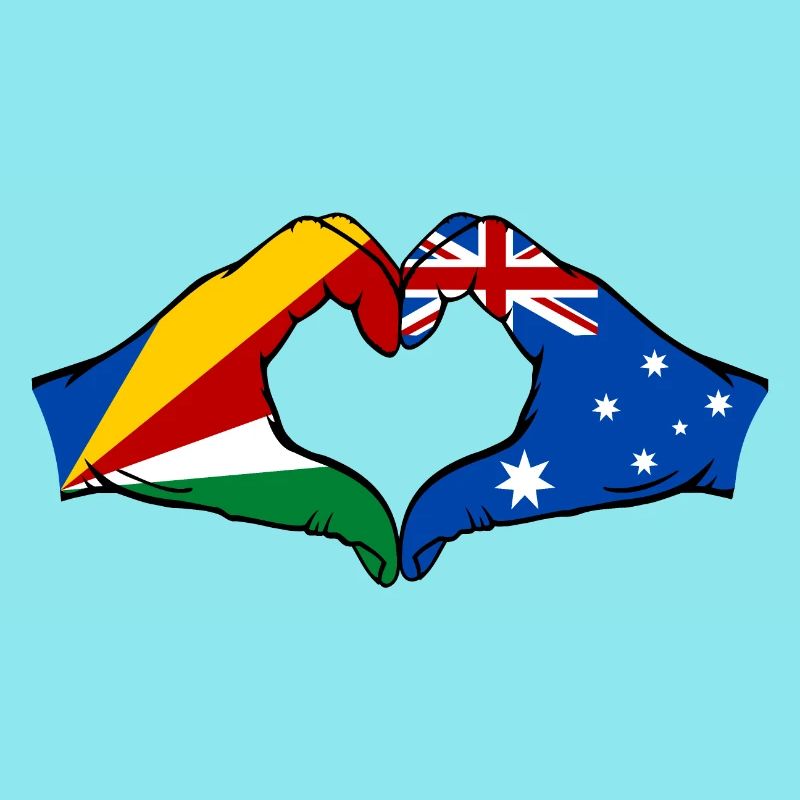 Seychelles Australie Drapeau Mains Coeur Forme