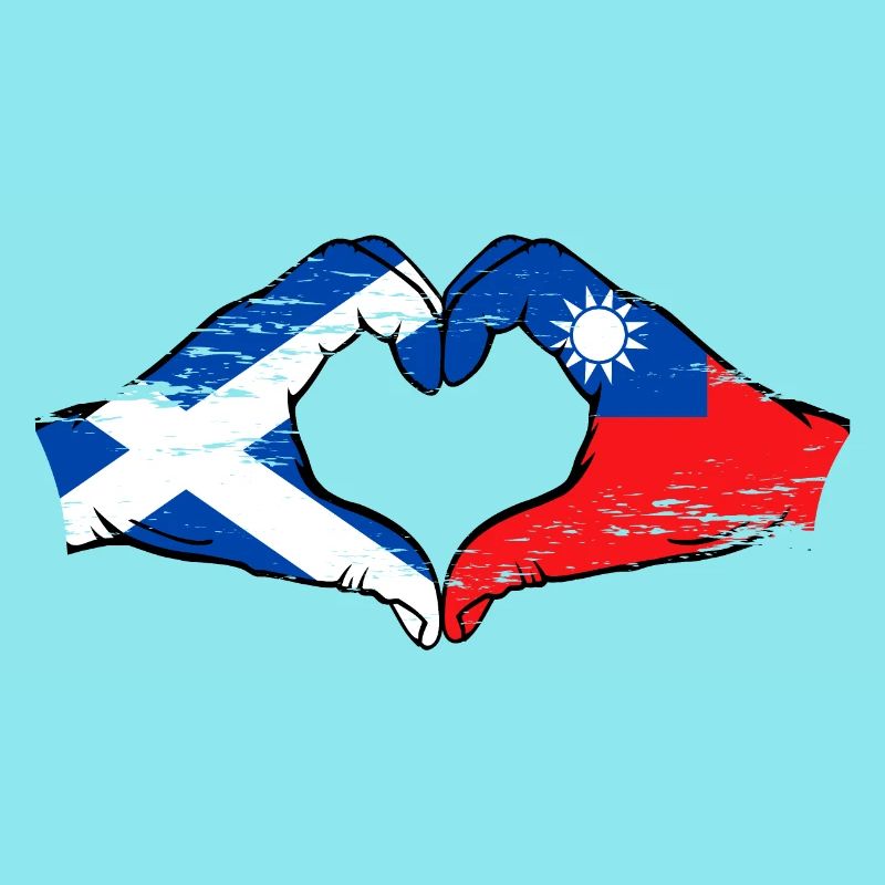 Ecosse Taïwan drapeau mains forme de coeur utilisé