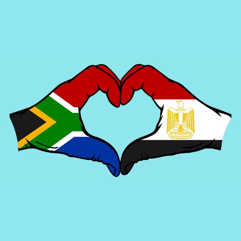 Afrique du Sud Égypte Drapeau Mains Coeur Forme