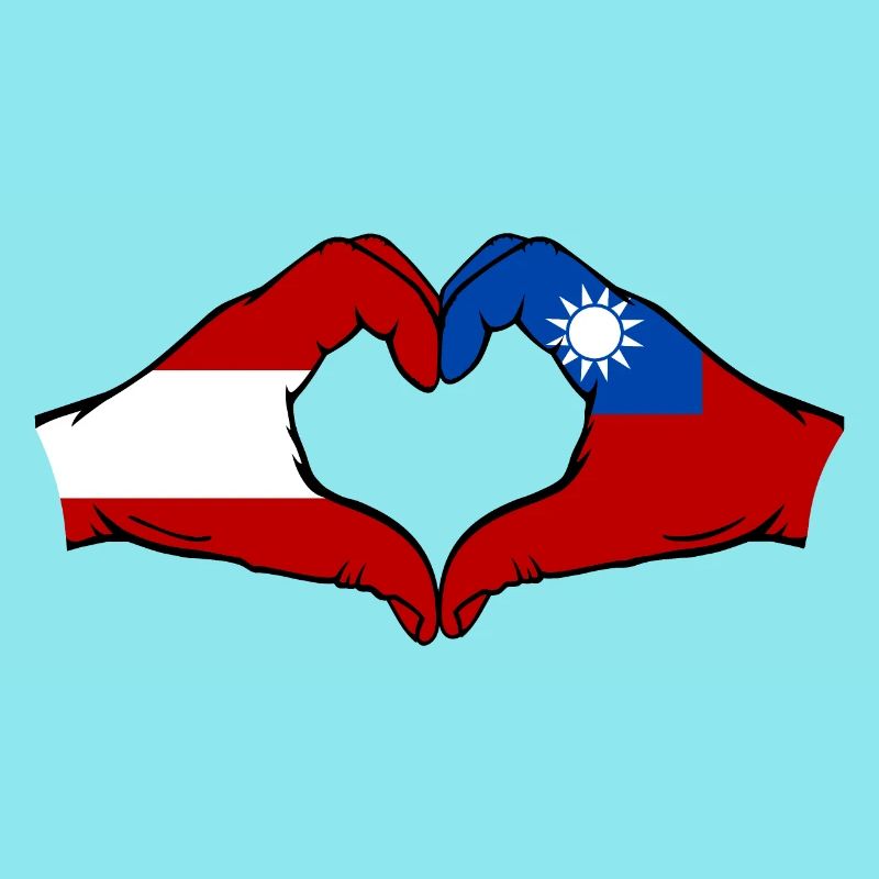 Austria Taiwan Flag Hands Heart Shape