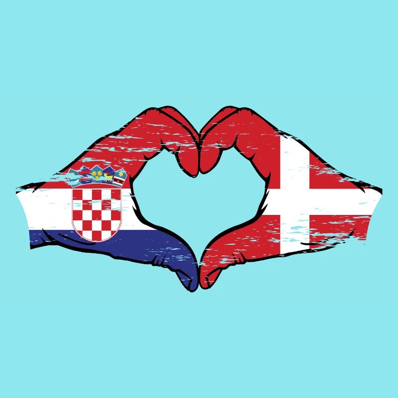 Croatie Danemark drapeau mains forme de coeur utilisé