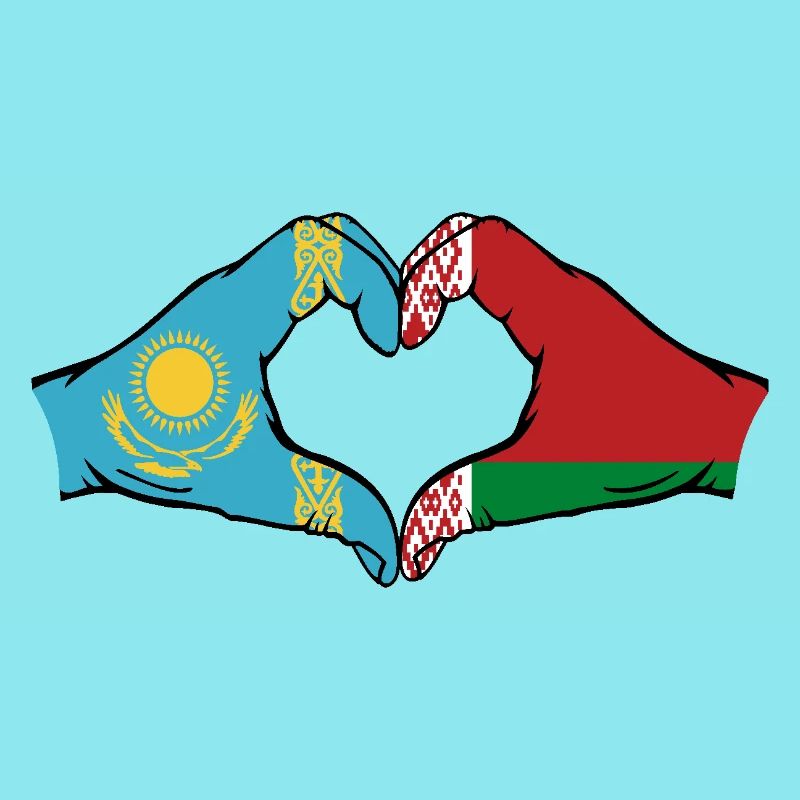 Kasachstan Belarus Flagge Hände Herzform