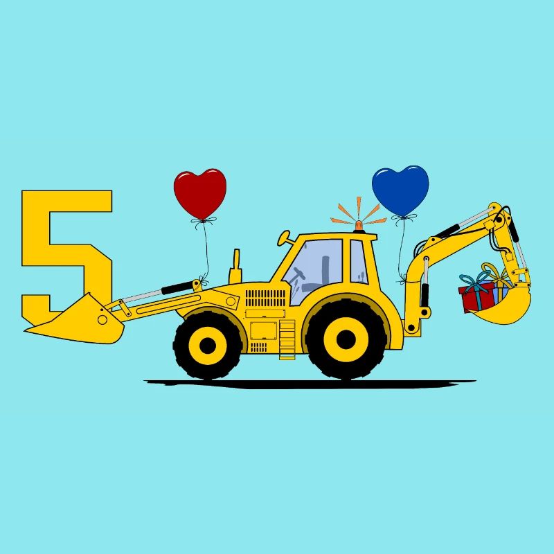 5. Geburtstag Bagger Traktor