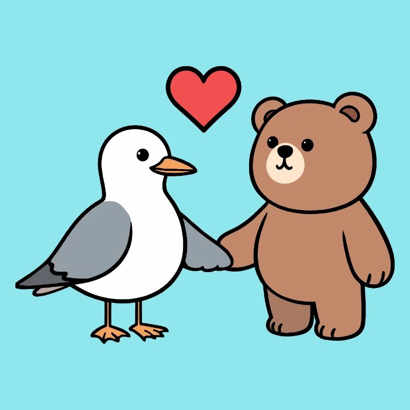 Möwe Braun Bär Freundschaft Liebe Herz Hände halte