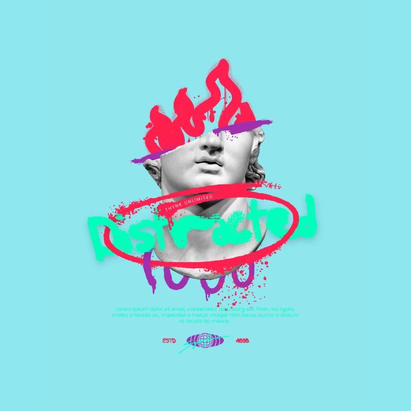 Neon Graffiti Bust Collage