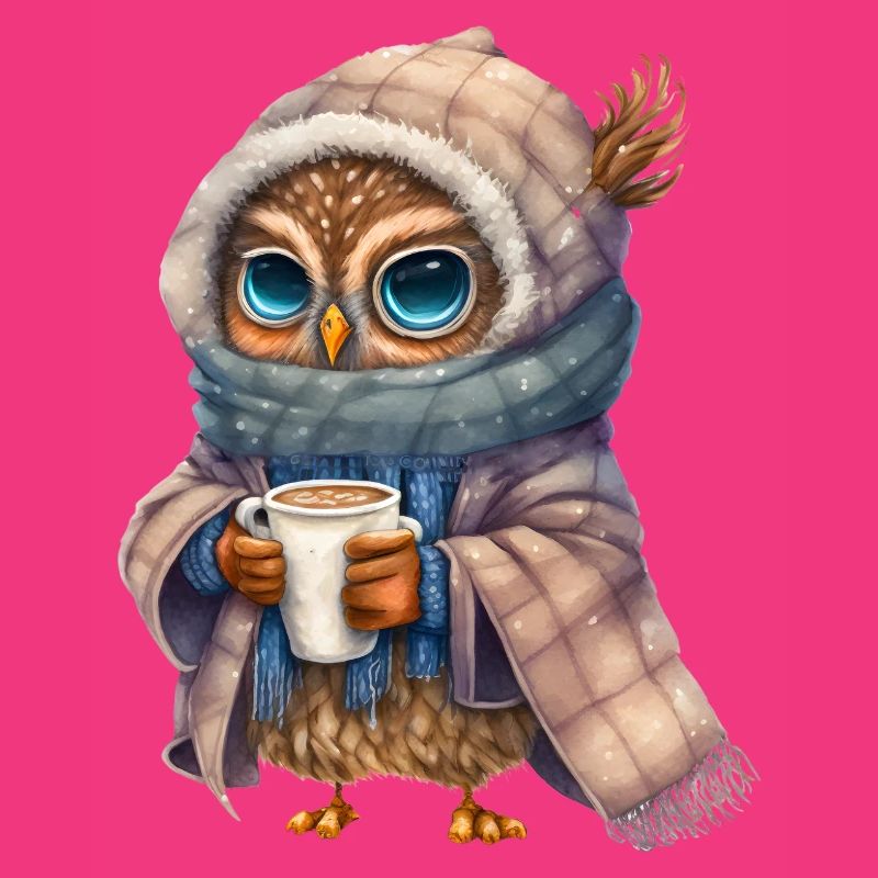 Nette Eule mit Kaffee