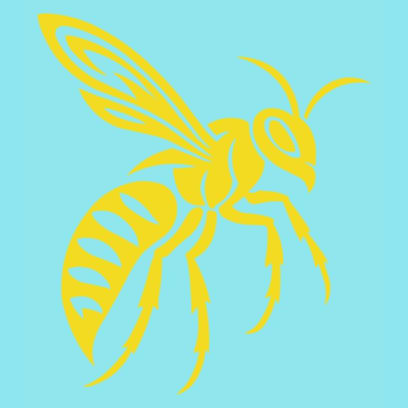 Yellow wasp silhouette on black