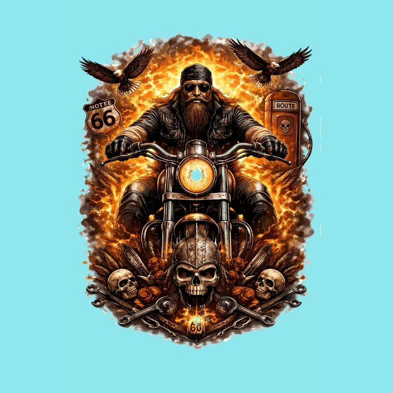 Flame Biker Skull
