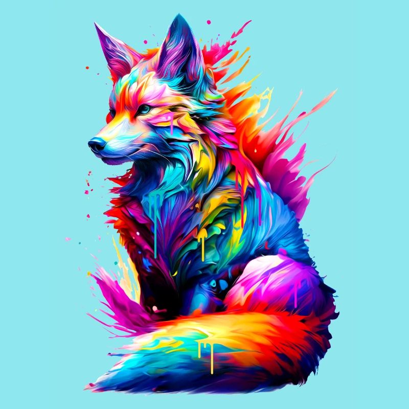 Bemalter sitzender Fuchs