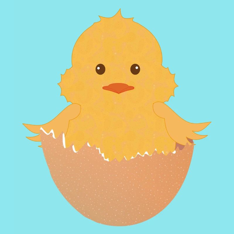 newly hatched chick in the eggshell