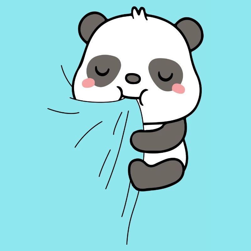 Panda eats fabric