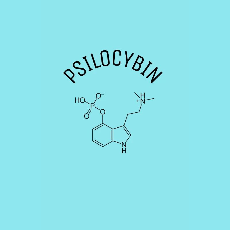 Psilocybin molecule with lettering