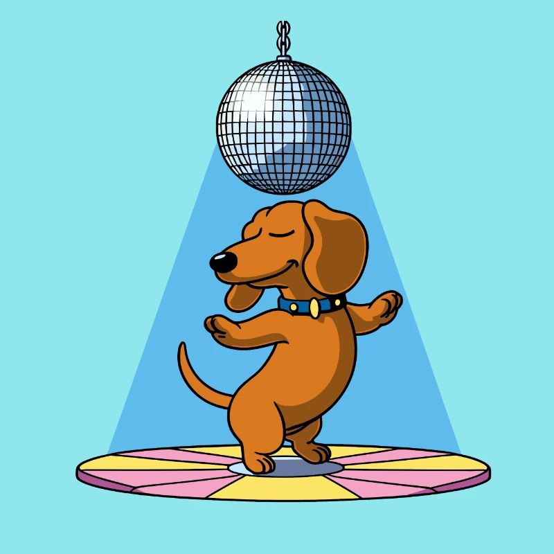 chien teckel boule disco danse danse dans une soirée disco