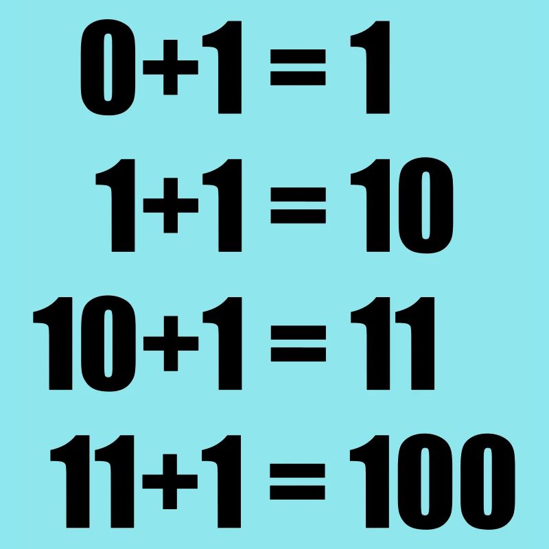 Nerdy Design "0+1+1+1+1": true equations, binary