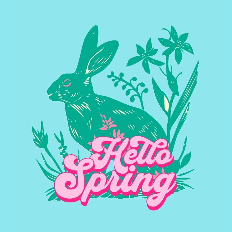 Hello Spring Rabbit with Flowers