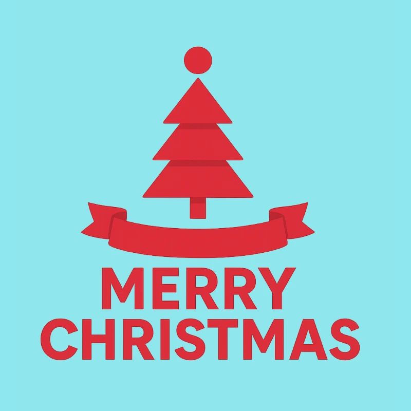 Red Christmas tree with ribbon