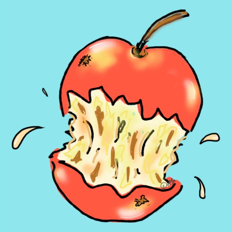 Red apple bitten illustration
