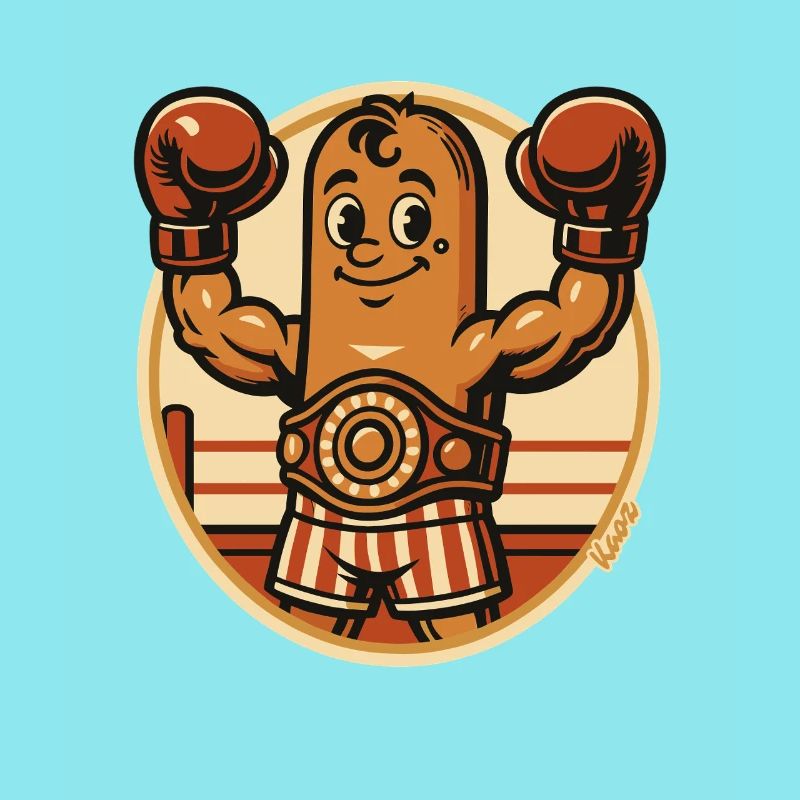 Boxende Boxer Wurst Figur mit Boxhandschuhen