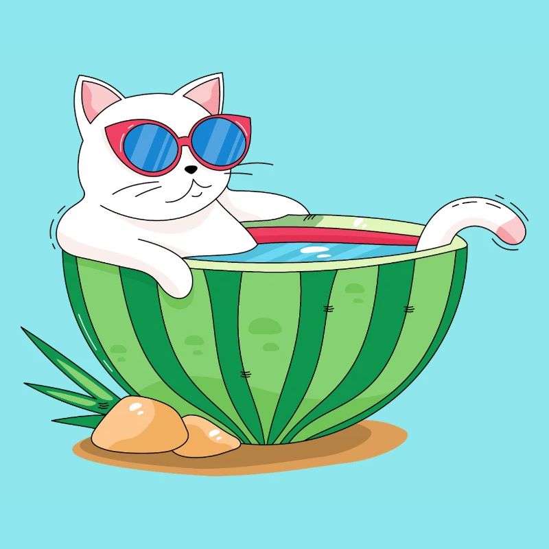 Chat et pastèque