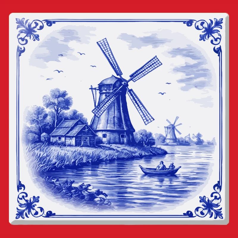 Delfter Windmühle am See