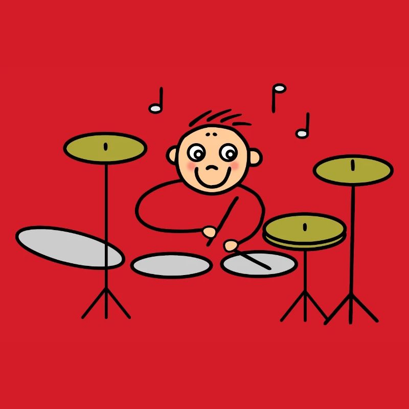 Drummer in action on drums