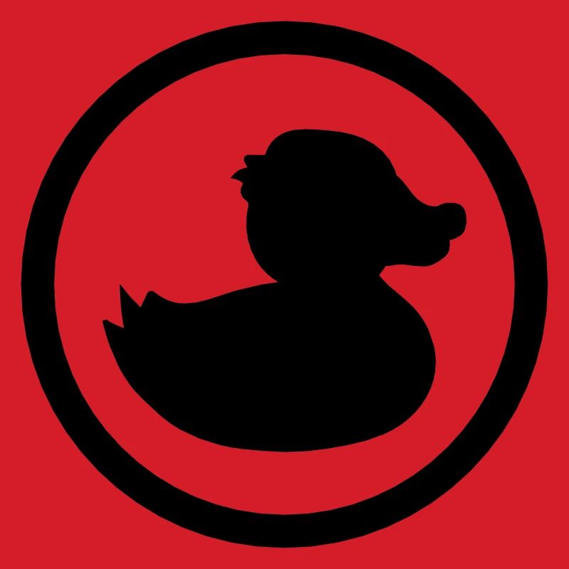 circle round logo squeaky duck rubber tea badeente e