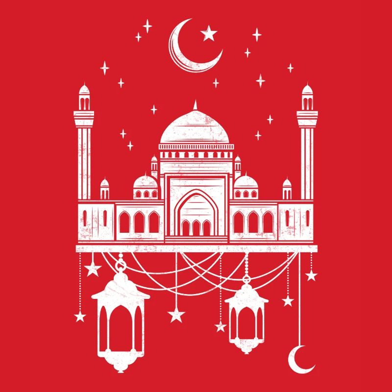 Mosque with crescent moon
