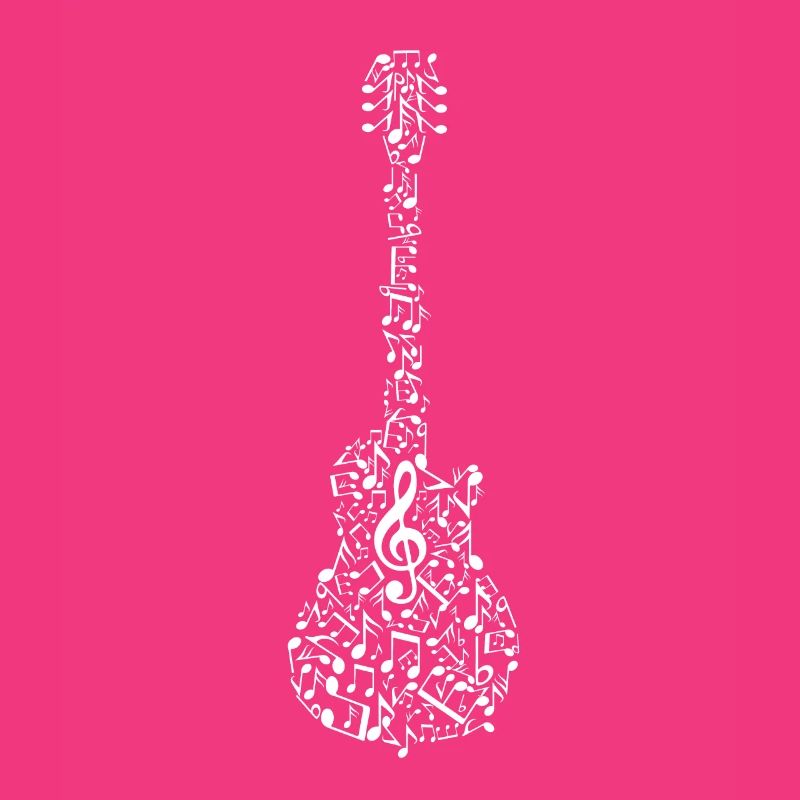 Guitar with notes clef music gift