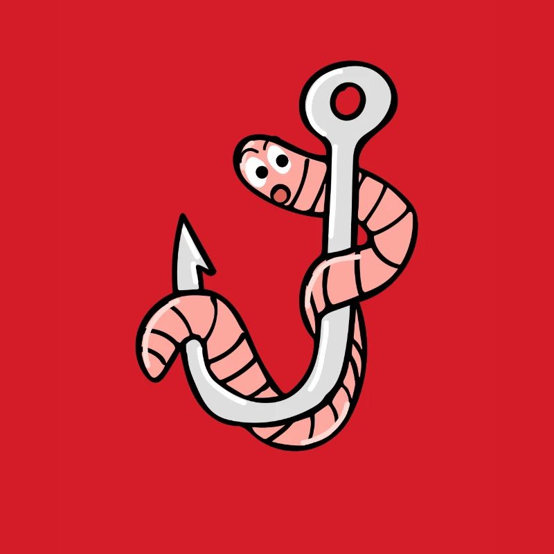Fishhook with a worm