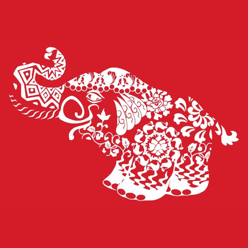 Elefant Blumenranken schwarzweiß Geschenkidee