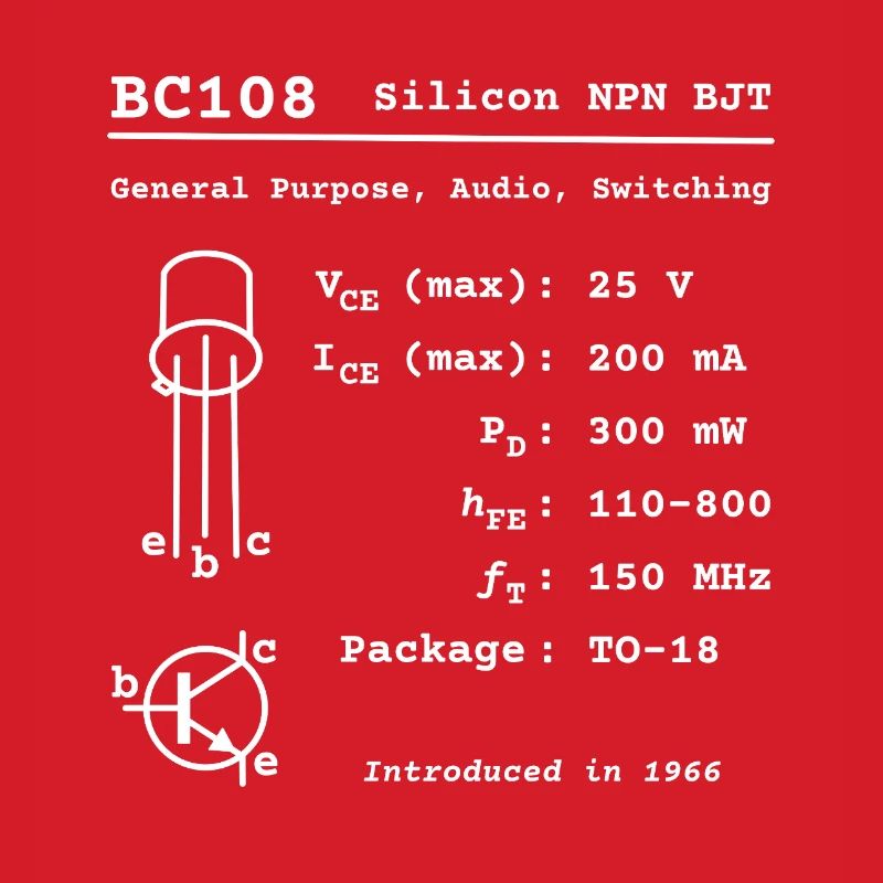 BC108 Iconic Silicon Transistor [white text]