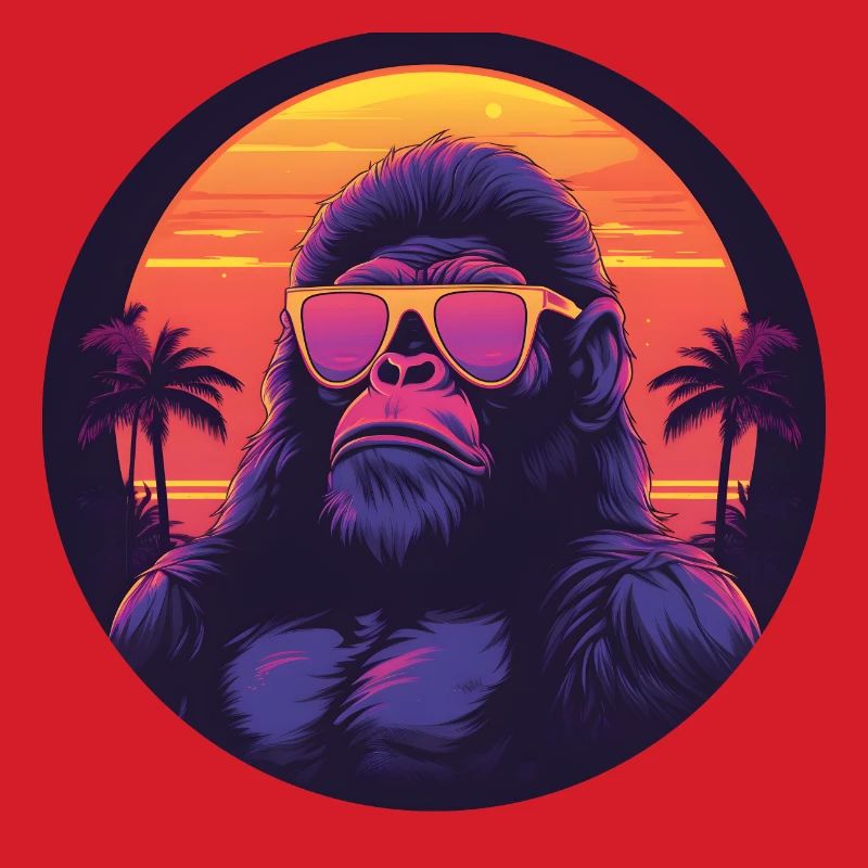 Synthwave gorilla Sunset