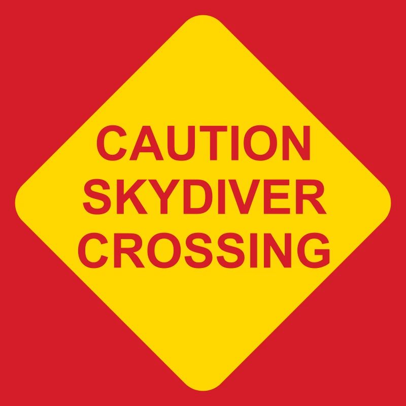Caution Skydiver Crossing Shield transparent