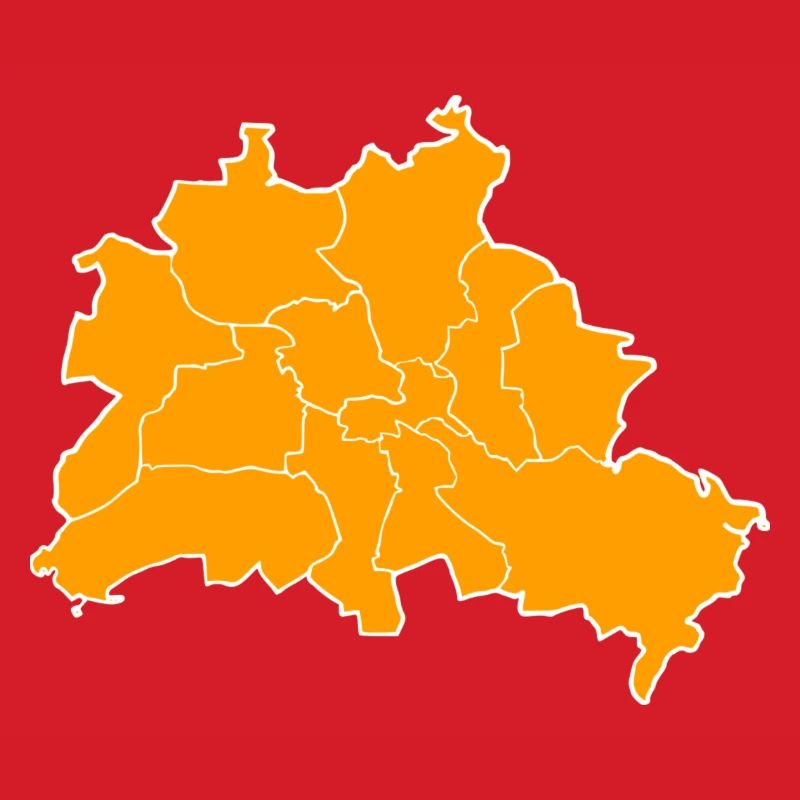 Berlin Map Silhouette with districts