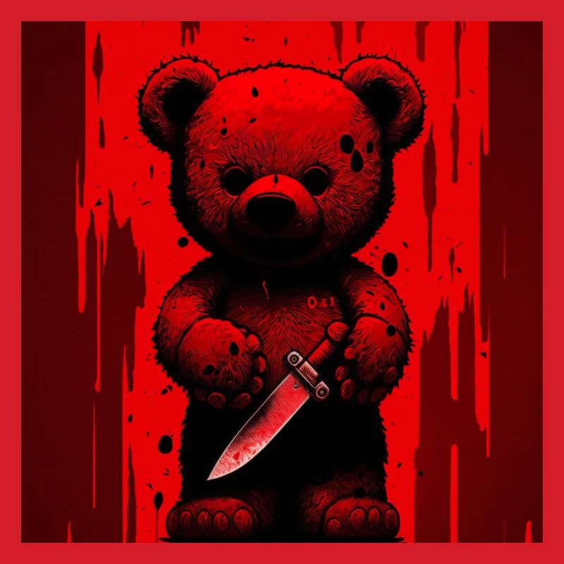 Killer Teddy Red background