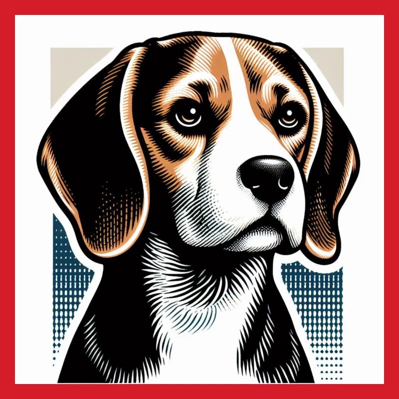 Beagle Risographie Vektorstyle