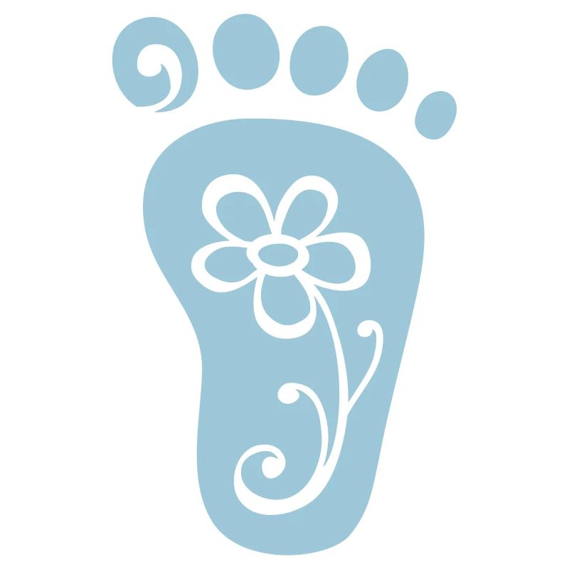 Pieds de bébé, coeur, fleur, cadeau de naissance, empreinte